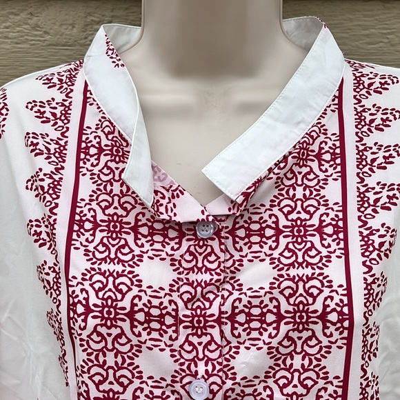 Red and white Calcutta style print blouse - Picture 2 of 11
